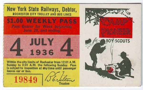 1936 Camp Pioneer - Weekly Pass