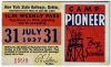 1937 Camp Pioneer - Weekly Pass